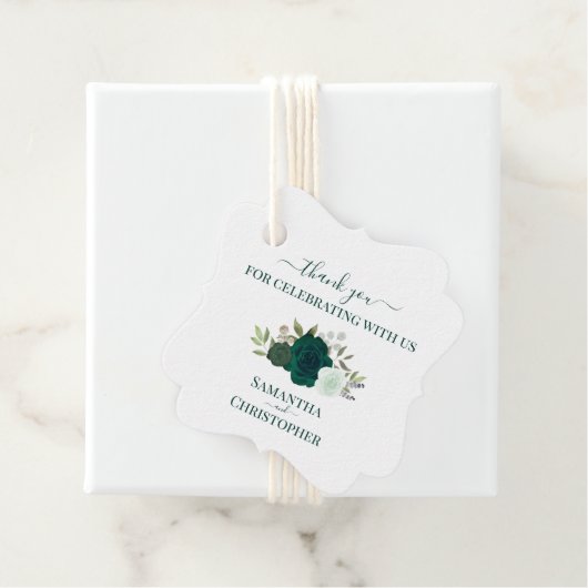 Smaragd Groene Rozen Elegant Bruiloft Dank u Bedankjes Labels (In situ)