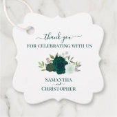 Smaragd Groene Rozen Elegant Bruiloft Dank u Bedankjes Labels (Voorkant)