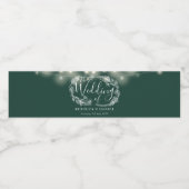 Smaragd Groene Strijklichten Bloemenbruiloft Waterfles Etiket (Enkel label)