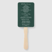 Smaragd Groene Strijklichten Huwelijksprogramma Handwaaier (Achterkant)