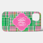 Smaragd Heet Roze Madras Wing Schrift Monogram Case-Mate iPhone Case (Achterkant (horizontaal))