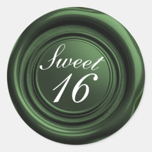 Smaragd Kaars Wax Seal Drip Sweet 16 Bruiloft Ronde Sticker