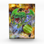 Smaragd Kosmische Draak Acrylic Blok (Voorkant)