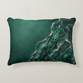 Smaragd Malachiet Geode Abstracte Kunst | Luxe Cad Accent Kussen