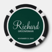 Smaragd Modern Script Gepersonaliseerde Groomsman Poker Chips (Achterkant)