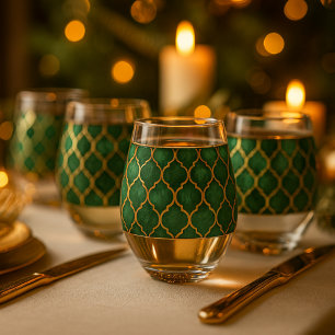 Smaragd Moors Patroon – Luxe Stijl Wijnglas Zonder Voet