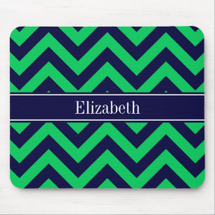 Smaragd Navy LG Chevron Navy Blau Naam Monogram Muismat