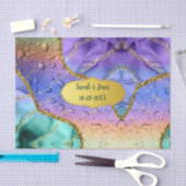 Smaragd Paarse Pauw Waterdruppels Gepersonaliseerd Tissuepapier (Craft)