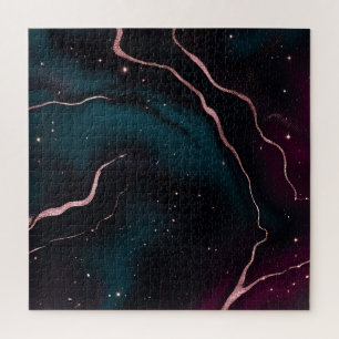 Smaragd Roze Gouden Galaxy Marmer Patroon Legpuzzel