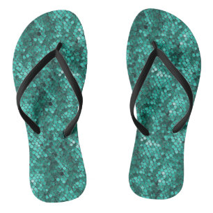 Smaragd Schubbenpatroon Slanke Band Slippers Teenslippers