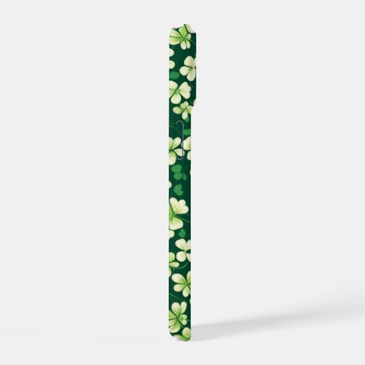Smaragd Shamrock Tapestry: Donkergroen Delight iPhone 15 Hoesje (Rechterkant)