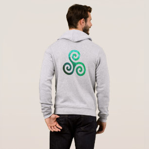 Smaragd triskele oude Keltische symbool lichtgrijs Hoodie
