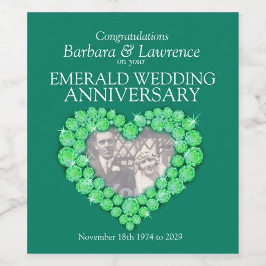 Smaragd trouwdag aangepaste wijnlabels wijn etiket (Enkel label)