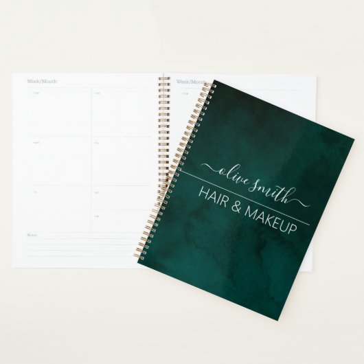 Smaragd waterverf Monogram Naam Planner (Display)