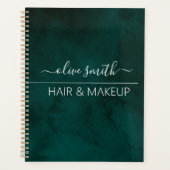 Smaragd waterverf Monogram Naam Planner (Voorkant)