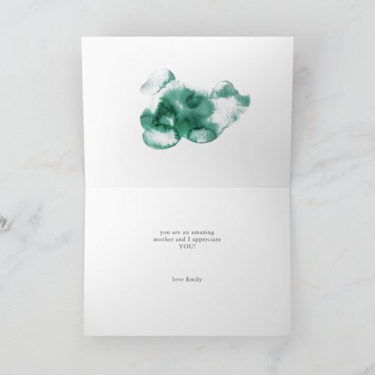 Smaragd Waterverf Wash Moederdag Kaart (Binnen)