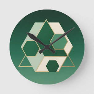 Smaragd Zeshoek Geometrisch Luxe Ronde Klok