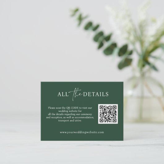 Smaragdascript - Eenvoudig QR-codehuwelijk - Detai Informatiekaartje (Staand voorkant)