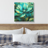 Smaragdbloemblaadjes: Boho Bloemen Serenity Canvas Afdruk (Insitu (Slaapkamer))