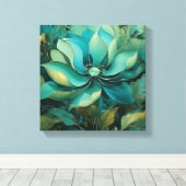 Smaragdbloemblaadjes: Boho Bloemen Serenity Canvas Afdruk (Insitu (Houten vloer))