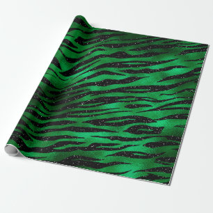 Smaragde Groen en Zwarte Glam Animal Print Cadeaupapier