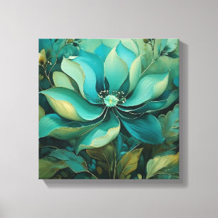 Smaragden Bloemblaadjes: Boho Bloemrijke Serenitei Canvas Afdruk