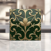 Smaragden en gouden Art Nouveau Bloemen Tegeltje