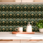 Smaragden en gouden Art Nouveau Bloemen Tegeltje