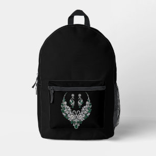 Smaragden Kristallen Zwanen Luxe Sieraden Bedrukte Rugzak