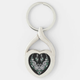 Smaragden Kristallen Zwanen Luxe Sieraden Sleutelhanger