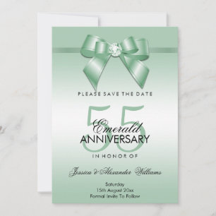 Smaragden lint en strik 55e huwelijksjubileum save the date
