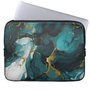 Smaragden marmer met gouden aders laptop sleeve