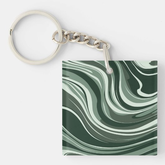 Smaragdgolven abstract ontwerp sleutelhanger (Voorkant)