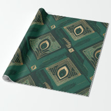 Smaragdgroen Art Deco Geometrisch Inpakpapier