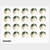Smaragdgroen beige goud botanische bruiloft ronde sticker (Vel)