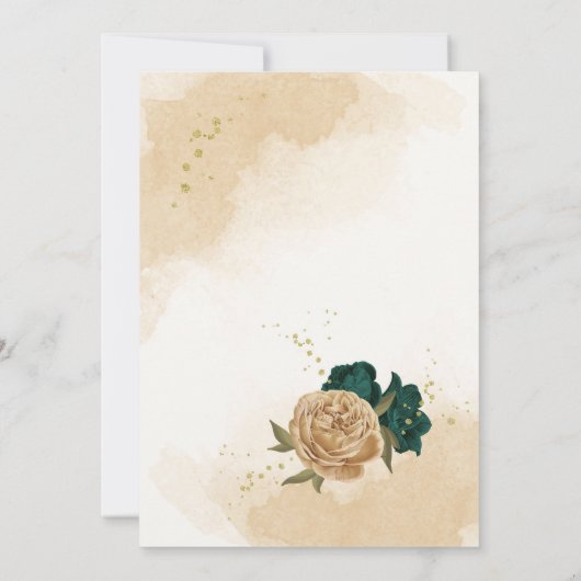 Smaragdgroen beige goud botanische verjaardag kaart (Achterkant)