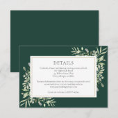 Smaragdgroen Bloemen bruiloft Details Informatiekaartje (Voorkant / Achterkant)