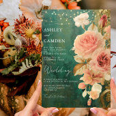 Smaragdgroen Bloemen Bruiloft Uitnodiging