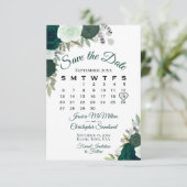 Smaragdgroen Bloemen Elegante Boho Trouwkalender Save The Date (Staand voorkant)