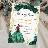 Smaragdgroen Bloemen Quinceanera Sweet 16 Save The Date