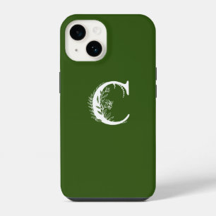 SMARAGDGROEN BLOEMMONOGRAM LETTER C ONTWERP iPhone 14 HOESJE