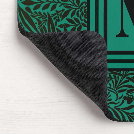 Smaragdgroen botanisch gebladerte monogram muismat (Hoek)