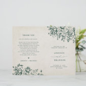 Smaragdgroen  Botanisch Huwelijksprogramma (Staand voorkant)
