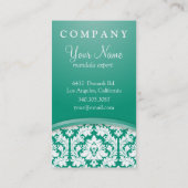 Smaragdgroen Damast Visitekaartje (Achterkant)