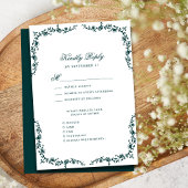 Smaragdgroen Elegant Bloemen Bruiloft RSVP Kaartje