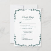Smaragdgroen Elegant Bloemen Bruiloft RSVP Kaartje (Voorkant)