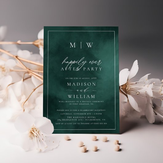 Smaragdgroen Elegant Elopement Bruiloft Kaart