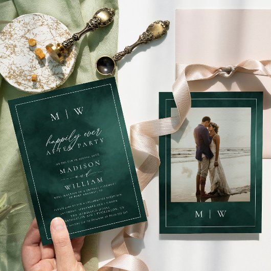 Smaragdgroen Elegant Elopement Bruiloft Kaart