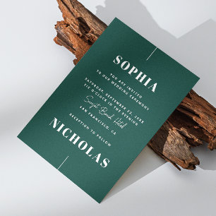 Smaragdgroen Elegant minimalistische bruiloft QR C Kaart