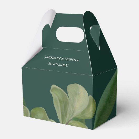 Smaragdgroen Elegant rustiek groen blad weelderig Bedankdoosjes (Voorkant Zijde)